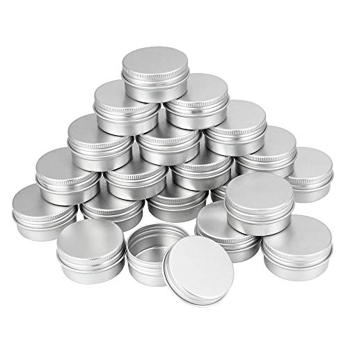 TANCUDER 20 PCS Tarros Cosméticos Vacíos Latas de Aluminio 20ml Bote Crema Aluminio Redondo Recipiente de Cosmética Portátil Tarros de Aluminio para Aceite Muestras Cosméticos Bálsamo Polvo (Plateado)