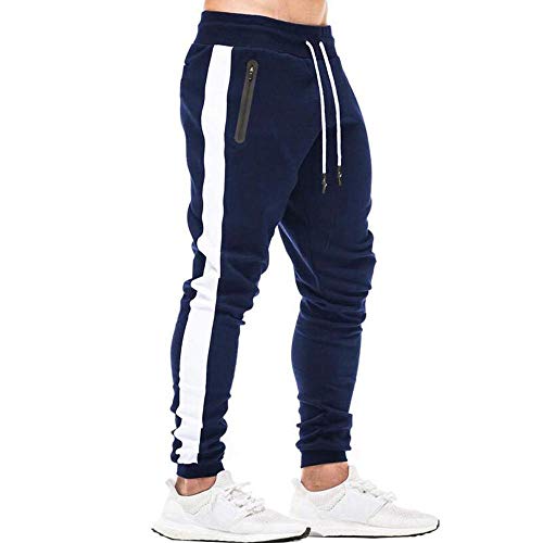 Tansozer Pantalon Chandal Hombre Jogger Hombre Pantalon Deporte Hombre Algodon Tenis Jogging Pantalon Running Deportivo Hombre Slim Fit Sweatpants Azul S