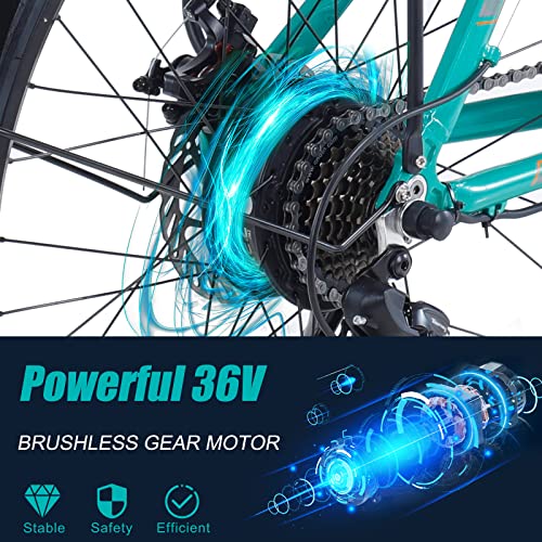 TAOCI Bicicletas eléctricas para mujeres adultas, todo terreno 26" 36V E-Bike Bicicletas Shimano 7 velocidades Ebike montaña para el trabajo al aire libre Ciclismo viajes