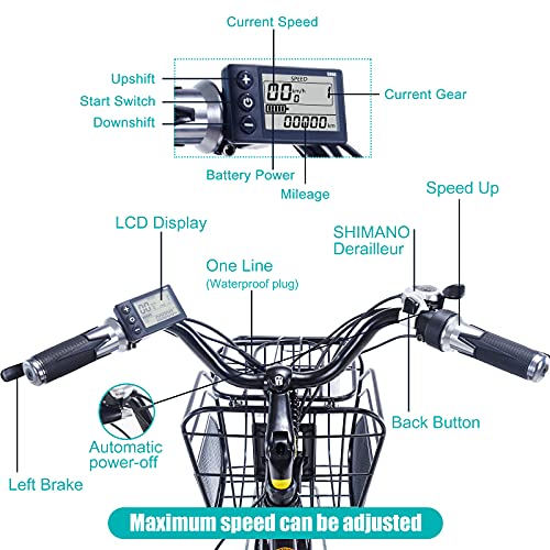 TAOCI Bicicletas eléctricas para Mujeres Adultas, Todo Terreno 26 Pulgadas 36 V E-Bike Bicicletas extraíble batería de Iones de Litio Ebike para el Trabajo al Aire Libre Ciclismo Viajes