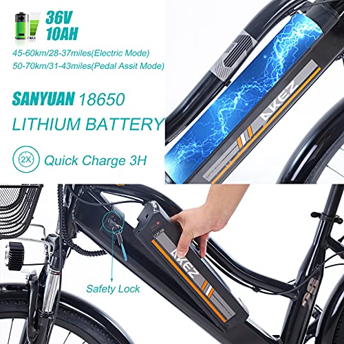 TAOCI Bicicletas eléctricas para Mujeres Adultas, Todo Terreno 26 Pulgadas 36 V E-Bike Bicicletas extraíble batería de Iones de Litio Ebike para el Trabajo al Aire Libre Ciclismo Viajes