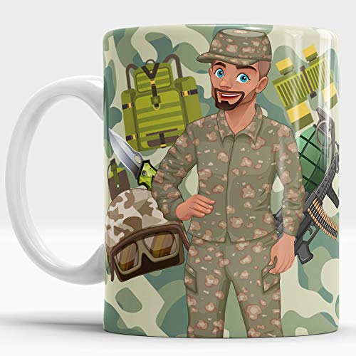 Taza Aquí Bebe el Mejor Militar del Mundo/Taza aqui Bebe un Super Militar/Taza Regalo Original para Militar (Militar)