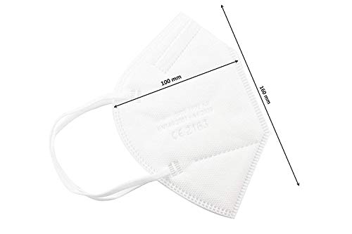 TBOC Mascarillas FFP2 - [Pack 20 Unidades] Máscaras Desechables [Color Blanco] 5 Capas [No Reutilizables] Transpirables Plegables con Pinza Nasal [Certificadas y Homologadas CE 2163]