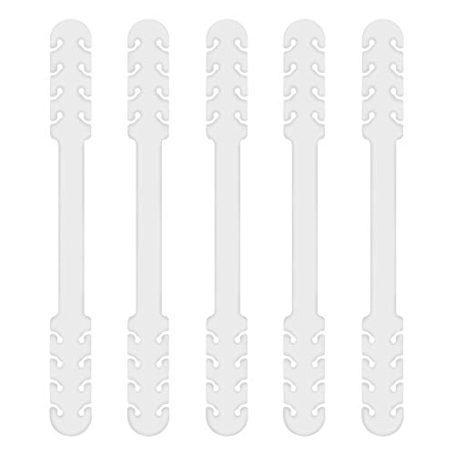 TBOC Salvaorejas Mascarillas Extensor Ajustable - [Pack 5 Piezas] Correa Antideslizante con Hebillas de Silicona [Blanca] con Agarres para Sujetar Cuello Aliviar Molestias Presión Cara Salva Orejas