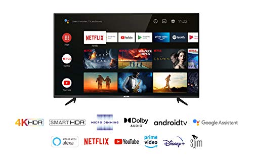 TCL 43BP615 43 Pulgadas, 4K HDR, UHD, Smart TV Powered by Android 9.0, Slim Design, Micro Dimming Pro, Android TV Smart HDR, HDR 10, Dolby Audio, Compatible con Google Assistant y Alexa