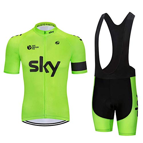 TeckBoo Conjunto Ropa Ciclismo para Verano, Maillot Ciclismo Mangas Cortas y Culotte Pantalones Cortos Bicicleta con 5D Gel Pad, Equipacion Ciclismo para Hombre