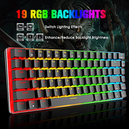 Teclado mecánico AK33 de Lexon Tech, Teclado para Juegos con Cable USB con retroiluminación LED Azul, Teclado compactos de 82 Teclas, interruptores Azul Negro, mecanógrafos y Jugadores de Juegos