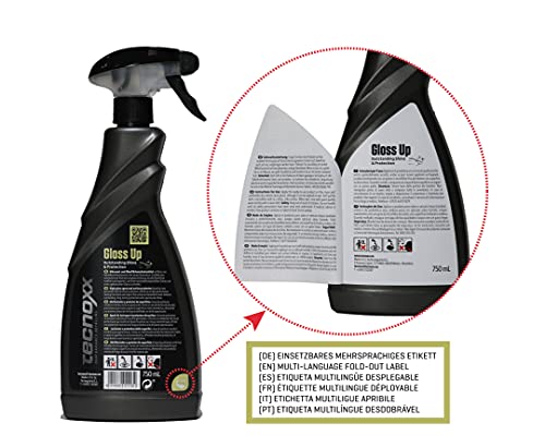 Tecnoxx – Gloss Up Abrillantador y Protector de carrocería y Pintura Exterior para Coches Motos quads y Bicicletas 750 mL con pulverizador Envase Grande FormatoXL