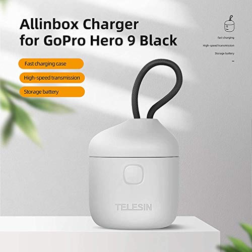 TELESIN AllinBox Cargador y lector de tarjetas SD - Cargador triple para GoPro Hero 10/Hero9 black (cargador Allinbox+3 baterías)
