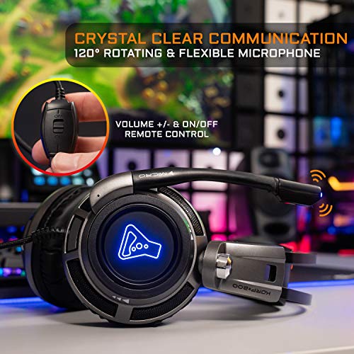 The G-Lab Korp 200G Auriculares Gaming con Sonido Estéreo, LED Azul, Cómodo y Brillante, Compatible con Jack de 3.5mm PC / PS4/PS5/Xbox One/Xbox Series X/Nintendo Switch/Smartphone – Nuevo 2021, Gris