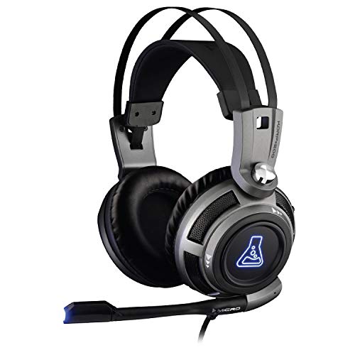 The G-Lab Korp 200G Auriculares Gaming con Sonido Estéreo, LED Azul, Cómodo y Brillante, Compatible con Jack de 3.5mm PC / PS4/PS5/Xbox One/Xbox Series X/Nintendo Switch/Smartphone – Nuevo 2021, Gris