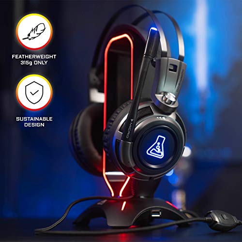 The G-Lab Korp 200G Auriculares Gaming con Sonido Estéreo, LED Azul, Cómodo y Brillante, Compatible con Jack de 3.5mm PC / PS4/PS5/Xbox One/Xbox Series X/Nintendo Switch/Smartphone – Nuevo 2021, Gris