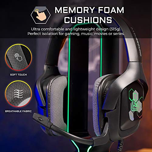 THE G-LAB Korp COBALT 7.1 - Auriculares Gaming con Sonido 7.1 Surround - Auriculares Gaming Audio, Retroiluminación RGB, Micrófono Flexible, Livianos y Cómodos, PC, PS4, PS5 (Negro)