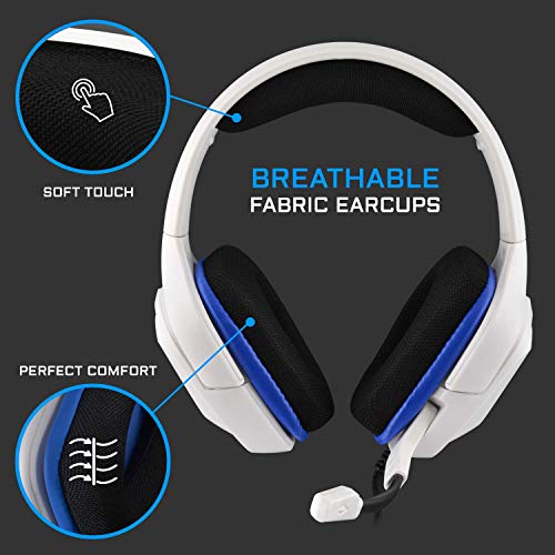 THE G-LAB Korp COBALT Auriculares Gaming - Auriculares estéreo, Ultra Ligero, Auriculares con Micrófono, Jack de 3.5 mm para PC, PS4, Xbox One, Mac, Tablet PC, Switch, Smartphone (Blanco)