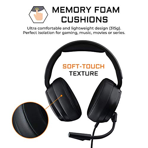 THE G-LAB Korp THALLIUM Auriculares Gaming - USB 7.1 Digital Surround, Micrófono con cancelación de ruido, LED RGB - Compatible con PC PS4, Negro