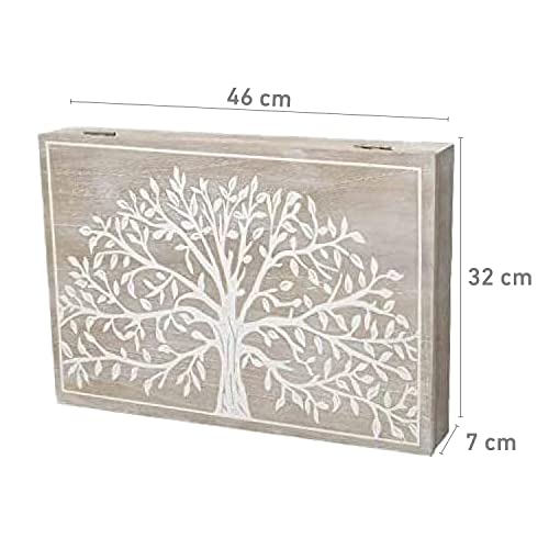 TIENDA EURASIA® Tapa de Contador de Luz Diseño Nórdico - Cubre Contador Eléctrico de Madera 46 x 7 x 32 cm (Árbol de la Vida)