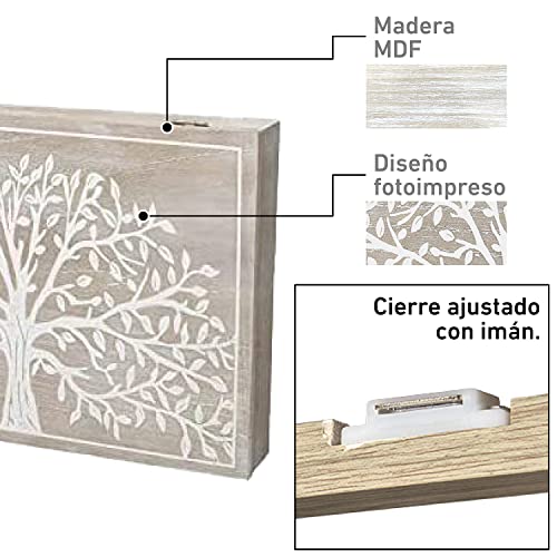 TIENDA EURASIA® Tapa de Contador de Luz Diseño Nórdico - Cubre Contador Eléctrico de Madera 46 x 7 x 32 cm (Árbol de la Vida)