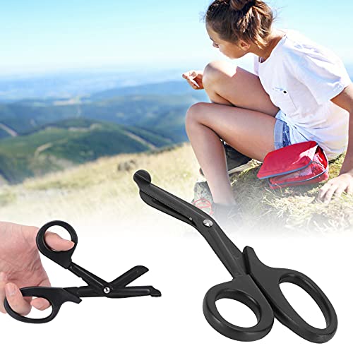 Tijeras, Tijeras para Emt 18.2X9Cm para Vendaje para Quitar Puntadas para Lona para Cortar Gasas(negro)
