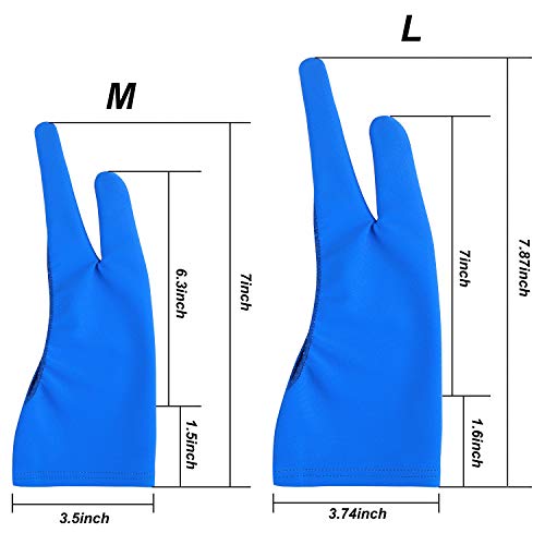 Tioamy Guantes Artista Dibujo Guante de Tableta Gráficos Pintura Anti Incrustantes Dos Dedos Guante Mano Derecha e Izquierda Reduce la Mancha de fricción Paquete de 4