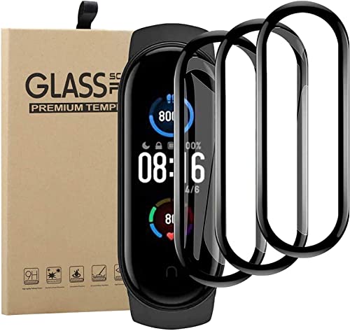 TLING [3 Pack Protector de Pantalla para Xiaomi Mi Band 6, [3D Curvado Cobertura] HD Clear Soft Film Protector Pantalla para Xiaomi Mi Band 6/Xiaomi Mi Band 5, Negro