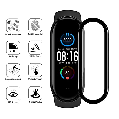 TLING [3 Pack Protector de Pantalla para Xiaomi Mi Band 6, [3D Curvado Cobertura] HD Clear Soft Film Protector Pantalla para Xiaomi Mi Band 6/Xiaomi Mi Band 5, Negro