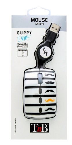 T'nB Guppy 3 VIP - Ratón (Óptico, USB, 1000 dpi, Negro, Blanco)