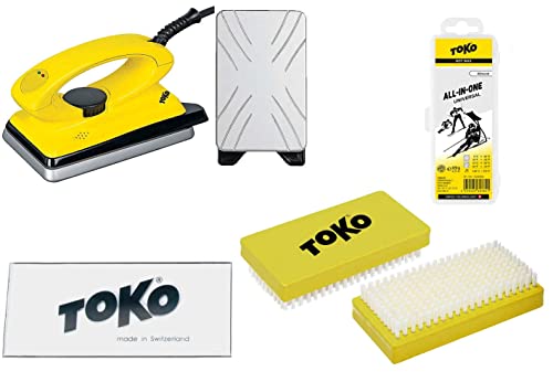 Toko - Set de cera con 4 piezas para esquís, con plancha para cera, apto para esquí alpino, nórdico y snowboard