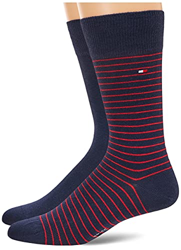 Tommy Hilfiger Small Stripe Men's Socks (2 Pack) Calcetines, Tommy Original, 39/42 (Pack de 2) para Hombre