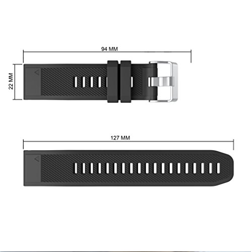 TOPsic Garmin Fenix 5 Banda, Silicona Reemplazo Correa con 2pzs Destornilladores para Garmin Fenix 5/Forunner 935/Fenix 5 Plus/Fenix 6/Fenix 6 Pro, 13.5cm-22.5cm, no Adapta a Fenix 5X, 5s