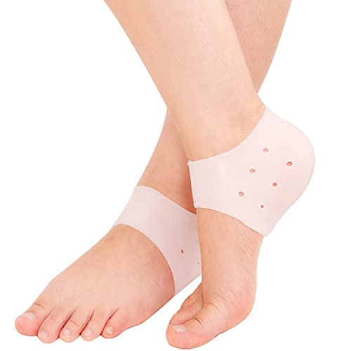 TouGod 3 pares de protectores de talón de silicona y 1 par de manguito de la punta para fascitis plantar mujer y hombre gel almohadilla talón talón gel talón calcetines calcetines