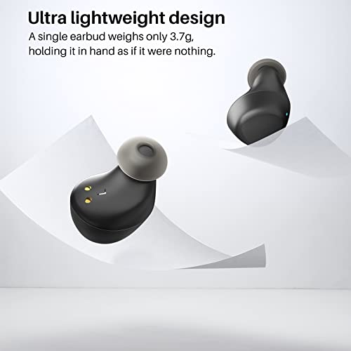 TOZO A1 Mini Auriculares inalámbricos Bluetooth 5.0 en la Oreja Auriculares livianos Micrófono Incorporado, Auriculares con Sonido Premium inmersivo (Compatible para Orejas pequeñas), Negro