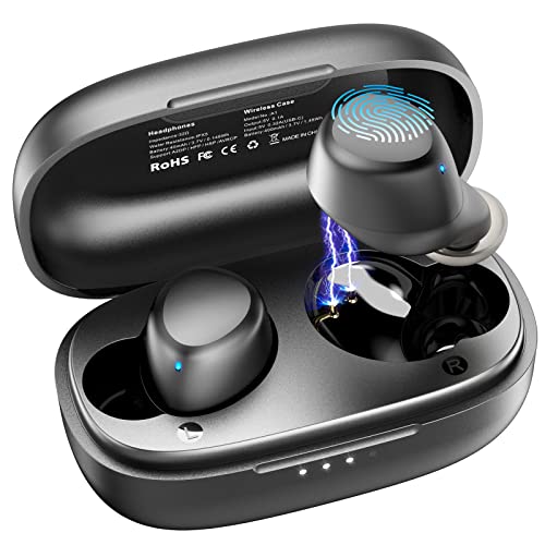 TOZO A1 Mini Auriculares inalámbricos Bluetooth 5.0 en la Oreja Auriculares livianos Micrófono Incorporado, Auriculares con Sonido Premium inmersivo (Compatible para Orejas pequeñas), Negro