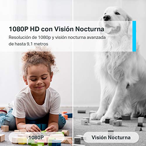 TP-Link TAPO C100 - Cámara Vigilancia WiFi Interior, óptima para Vigilar Bebés y Mascotas, Visión Nocturna, Detección de Movimiento, Audio Bidireccional, Almacenamiento SD, Compatible con Alexa