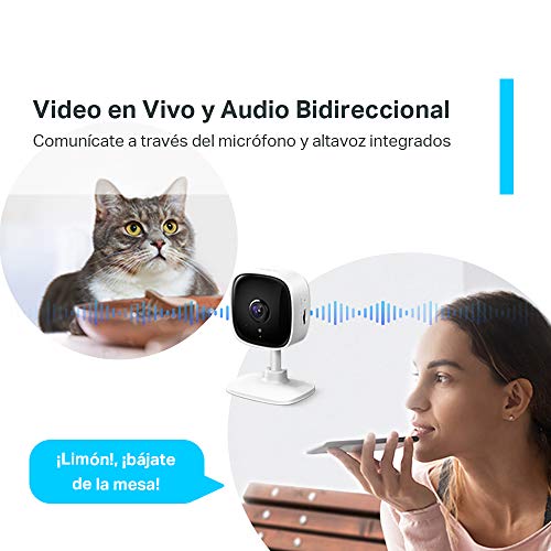 TP-Link TAPO C100 - Cámara Vigilancia WiFi Interior, óptima para Vigilar Bebés y Mascotas, Visión Nocturna, Detección de Movimiento, Audio Bidireccional, Almacenamiento SD, Compatible con Alexa