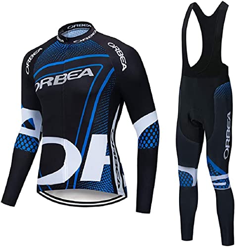 Traje Bicicleta Hombre Invierno, Conjunto Ropa Ciclismo Térmico de Manga Larga Incluye Maillot Ciclismo Polar Térmico