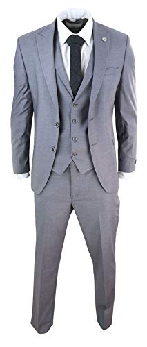 Traje Vintage Elegante de 3 Piezas para Hombre Ajustado clásico años 20 Vintage Gatsby Color Gris - Gris 48EU Chaqueta 32W pantalón