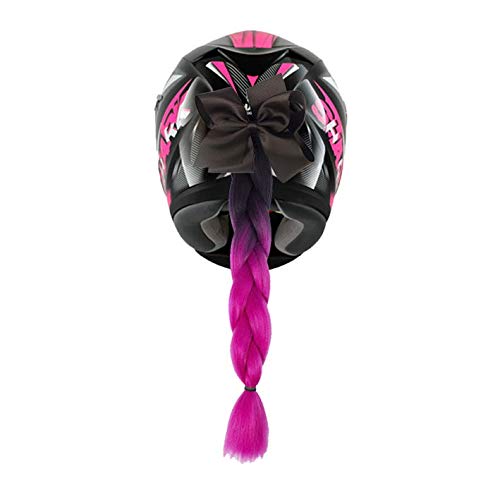 Trenza para Casco Negra y Rosa, Coleta para Casco de Moto (Lazo Negro)