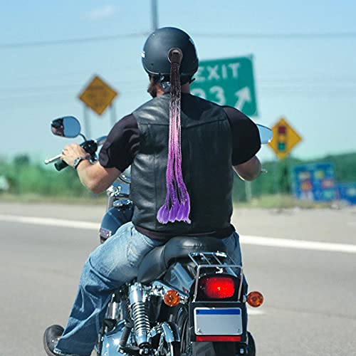 Trenzas de Casco de Moto,Cola de Caballo con Ventosa fácil de Desmontar Coleta para Casco de Motocicleta, El Mejor Regalo para Ciclista para Pista, Color Degradado (Black Powder Purple Blue)