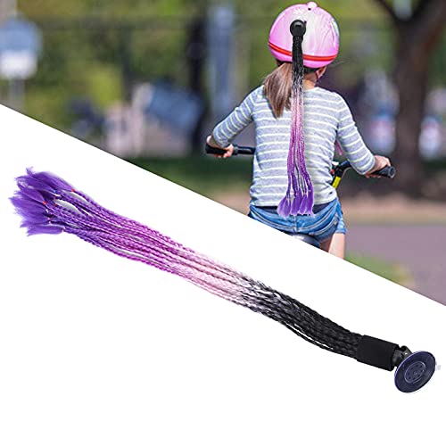 Trenzas de Casco de Moto,Cola de Caballo con Ventosa fácil de Desmontar Coleta para Casco de Motocicleta, El Mejor Regalo para Ciclista para Pista, Color Degradado (Black Powder Purple Blue)