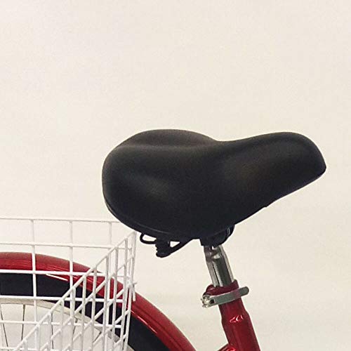 Triciclo para adulto de 24 pulgadas de 6 velocidades, bicicleta de pedal, con cesta de gran capacidad y luz para compras al aire libre, pícnic y Nica, color rojo