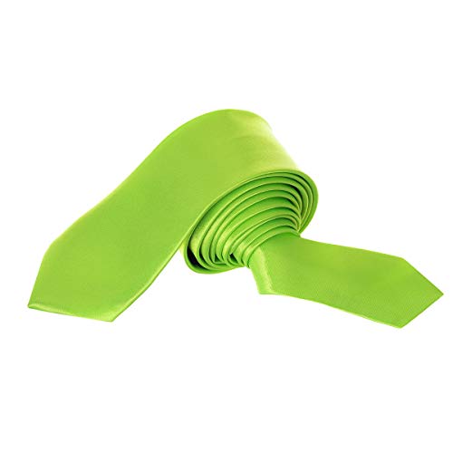 Trimming Shop Corbata Poliéster Suave para Ropa Formal, Bodas, Graduación, Celebración, Fiestas, Unisex Diseño Clásico - Verde Lima, 5 cm de ancho