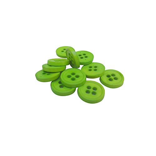 Trimming Shop Round Resin Buttons 2 & 4 Holes Assorted Mixed Colours and Sizes For Sewing Craft, Children’s Handmade Decoration, DIY Project, 50g, Verde Lima