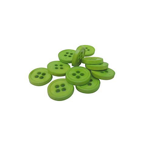 Trimming Shop Round Resin Buttons 2 & 4 Holes Assorted Mixed Colours and Sizes For Sewing Craft, Children’s Handmade Decoration, DIY Project, 50g, Verde Lima