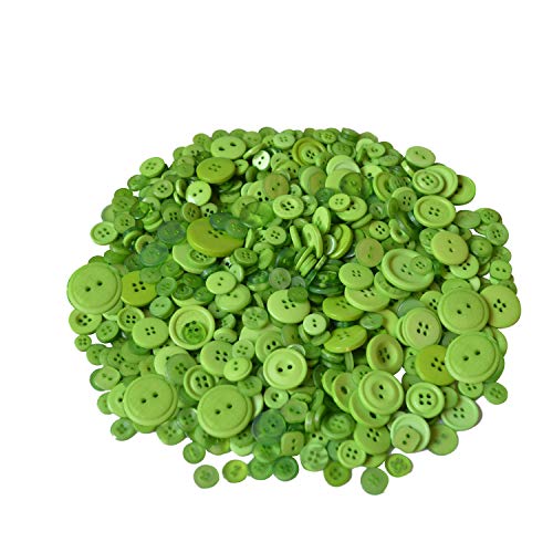 Trimming Shop Round Resin Buttons 2 & 4 Holes Assorted Mixed Colours and Sizes For Sewing Craft, Children’s Handmade Decoration, DIY Project, 50g, Verde Lima