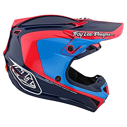 Troy Lee Designs Adulto|Offroad|Motocross|SE4 Poliacrilite Corsa W/MIPS (Navy/Cyan, 2X)