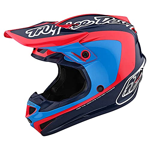 Troy Lee Designs Adulto|Offroad|Motocross|SE4 Poliacrilite Corsa W/MIPS (Navy/Cyan, 2X)