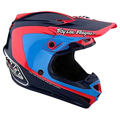 Troy Lee Designs Adulto|Offroad|Motocross|SE4 Poliacrilite Corsa W/MIPS (Navy/Cyan, 2X)