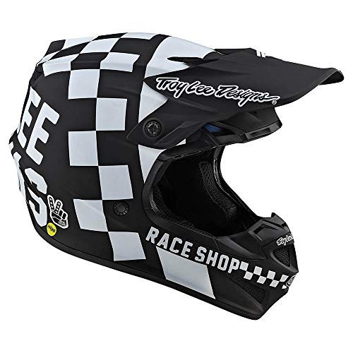 Troy Lee Designs Youth | Offroad | Motocross | SE4 Polyacrylite w/MIPS Checker Helmet (Black/White, Y-Large)