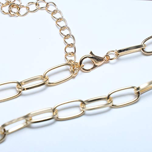 TseenYi - Collar, cadena cuadrada, de estilo punk, cadena gruesa, de eslabones ovalados, broche, gargantilla, joyería, para mujeres y niñas (dorado)