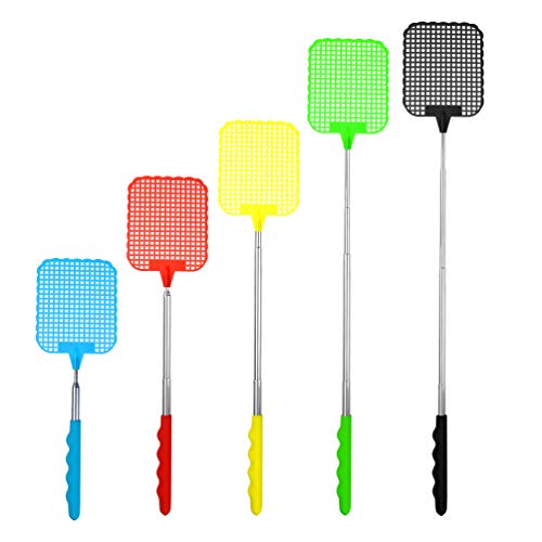 TUPARKA 5 Packs Telescopic Fly Swatters, Control Manual de Swat Ajustable Ajustable Duradero Mango Extensible Esposa de la casa Ayudante